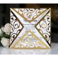 Golden Square Invitation Card Greeting Card Laser Invitations  Business Card